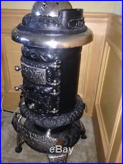 Round Oak Stove Cast Iron Antique Model E12