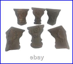 SET OF 6 Heavy Antique cast iron tub foot, furniture or stove leg stylized G