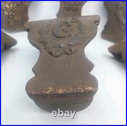 SET OF 6 Heavy Antique cast iron tub foot, furniture or stove leg stylized G