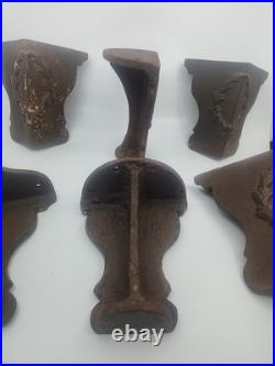 SET OF 6 Heavy Antique cast iron tub foot, furniture or stove leg stylized G