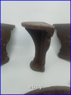 SET OF 6 Heavy Antique cast iron tub foot, furniture or stove leg stylized G