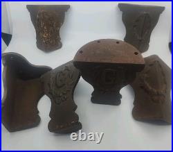 SET OF 6 Heavy Antique cast iron tub foot, furniture or stove leg stylized G