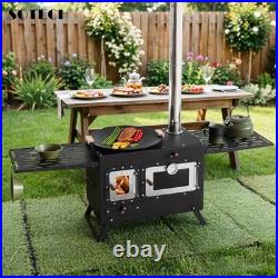 SOTECH Portable Outdoor Camping Stove withOven & Chimney & extension board black