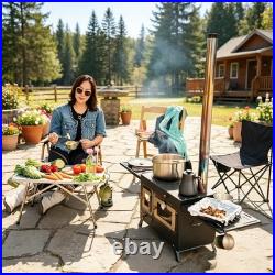 SOTECH Portable Outdoor Camping Stove withOven & Chimney & extension board black