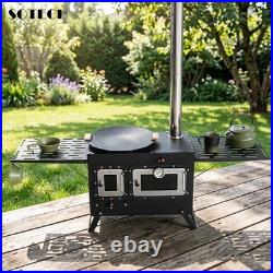 SOTECH Portable Outdoor Camping Stove withOven & Chimney & extension board black