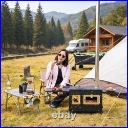 SOTECH Portable Outdoor Camping Stove withOven & Chimney & extension board black