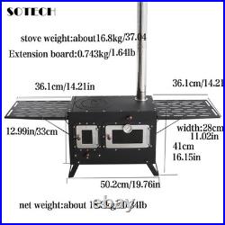SOTECH Portable Outdoor Camping Stove withOven & Chimney & extension board black