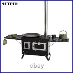 SOTECH Portable Outdoor Camping Stove withOven & Chimney & extension board black