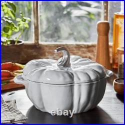 STAUB Cast Iron 3.5-qt Pumpkin Cocotte with Stainless Steel Knob White