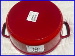 STAUB Cast Iron 4-qt, Round, Dutch Ovent, with Glass Lid, Red