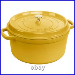 STAUB Cast Iron 7-qt Round Cocotte 7-qt / Citron New In Box STAUB Cast Iron 7-qt Round Cocotte 7-qt / Citron New In Box