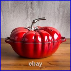 STAUB Cast-Iron Tomato Casserole/Roasting Dish 25 cm Cherry Red Brand New