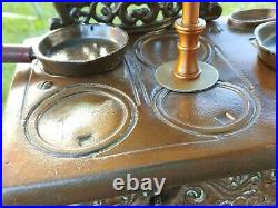 STERN WEST Industries Med dark brown cast Iron Cooking Stove Lamp with mini pans
