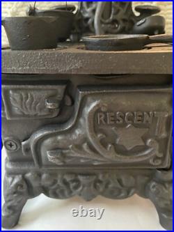 Salesman Sample RARE Complete Set No Rust Cast Iron Miniature Wood Stove Antique
