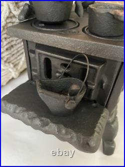 Salesman Sample RARE Complete Set No Rust Cast Iron Miniature Wood Stove Antique