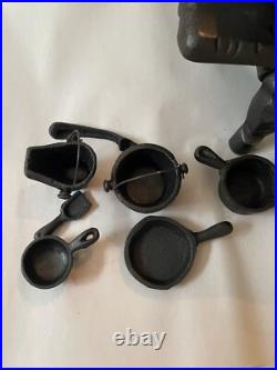 Salesman Sample RARE Complete Set No Rust Cast Iron Miniature Wood Stove Antique
