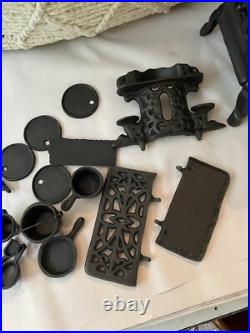 Salesman Sample RARE Complete Set No Rust Cast Iron Miniature Wood Stove Antique