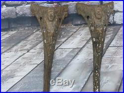 Set Of 4 Antique Victorian Cast Iron Claw Foot Stove/Table Legs w Goddess Tops