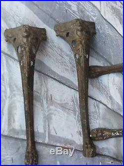 Set Of 4 Antique Victorian Cast Iron Claw Foot Stove/Table Legs w Goddess Tops