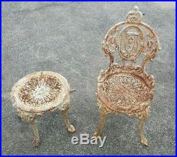 Set of Antique Garden Cast Iron Chairs with Tables by Atlanta Stove Works