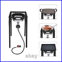Single Portable Burner Cast Iron Stove for Camping Heating Cooking Outdoor Black