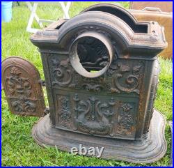Small Cast Iron Antique Wood Burning Parlor Stove
