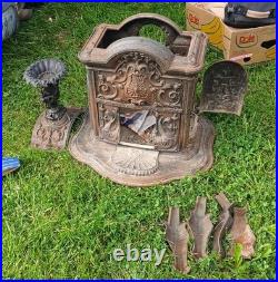 Small Cast Iron Antique Wood Burning Parlor Stove