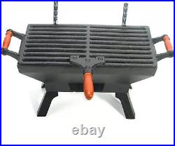 Small Cast Iron Charcoal Grill Stove with 12 x 6.8 Gridiron Tabletop BBQ Grill