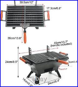 Small Cast Iron Charcoal Grill Stove with 12 x 6.8 Gridiron Tabletop BBQ Grill