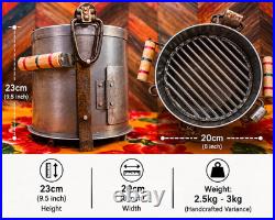 Small Indian antique iron coal stove, Traditional Handmade BBQ Grill Outdoor Cook