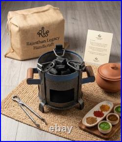 Small Indian antique iron coal stove, Traditional Handmade BBQ Grill Outdoor Cook