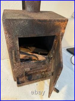Small Rustic Wood Burning Stove Cast Iron Style Decor 21