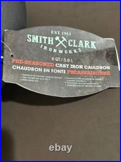 Smith and Clark 4 Quart Cast Iron Cauldron Pot Green'Bubbling' Lid
