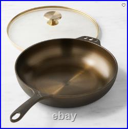 Smithey 11 Seasoned Cast Iron Deep Skillet with Lid Frying Pan