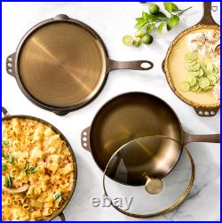 Smithey 11 Seasoned Cast Iron Deep Skillet with Lid Frying Pan