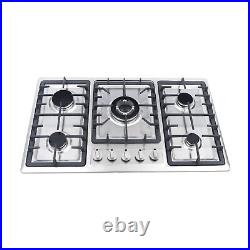 Stainless Steel NG /LPG Gas Built-In Cooktop Countertop Cook Stove 5 Burners New