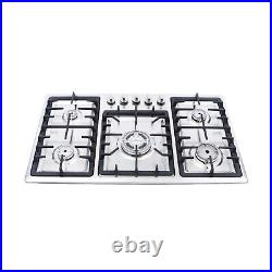 Stainless Steel NG /LPG Gas Built-In Cooktop Countertop Cook Stove 5 Burners New