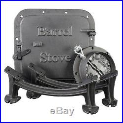 Standard Barrel Stove Kit Cast Iron Drum Adapter Wood Burning Cabin Garage Heat