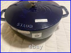 Staub Cast Iron 3.75 qt, Essential French Oven Rooster Lid, Dark Blue