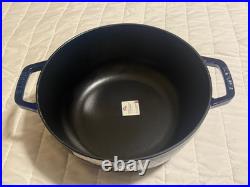 Staub Cast Iron 3.75 qt, Essential French Oven Rooster Lid, Dark Blue