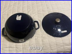 Staub Cast Iron 3.75 qt, Essential French Oven Rooster Lid, Dark Blue