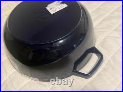 Staub Cast Iron 3.75 qt, Essential French Oven Rooster Lid, Dark Blue
