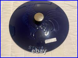 Staub Cast Iron 3.75 qt, Essential French Oven Rooster Lid, Dark Blue