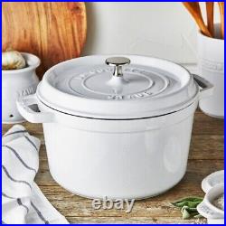 Staub Cast Iron 5-qt Tall Cocotte White NIB