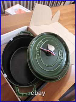 Staub Cast Iron 7-qt Oval Cocotte Basil