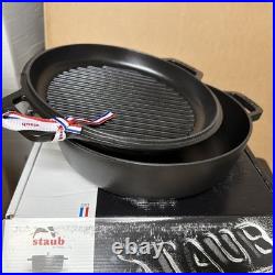 Staub Cast Iron Braiser And Grill, 10in, 3.5qt, Black