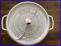 Staub Cast Iron Round Cocottes 7 qt, Round, Cocotte, White Truffle