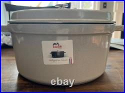 Staub Cast Iron Round Cocottes 7 qt, Round, Cocotte, White Truffle