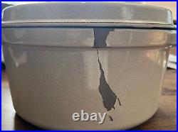 Staub Cast Iron Round Cocottes 7 qt, Round, Cocotte, White Truffle Damaged