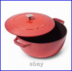 Staub Enameled Cast Iron Dutch Oven Round 5 Qt #26 Cherry Red